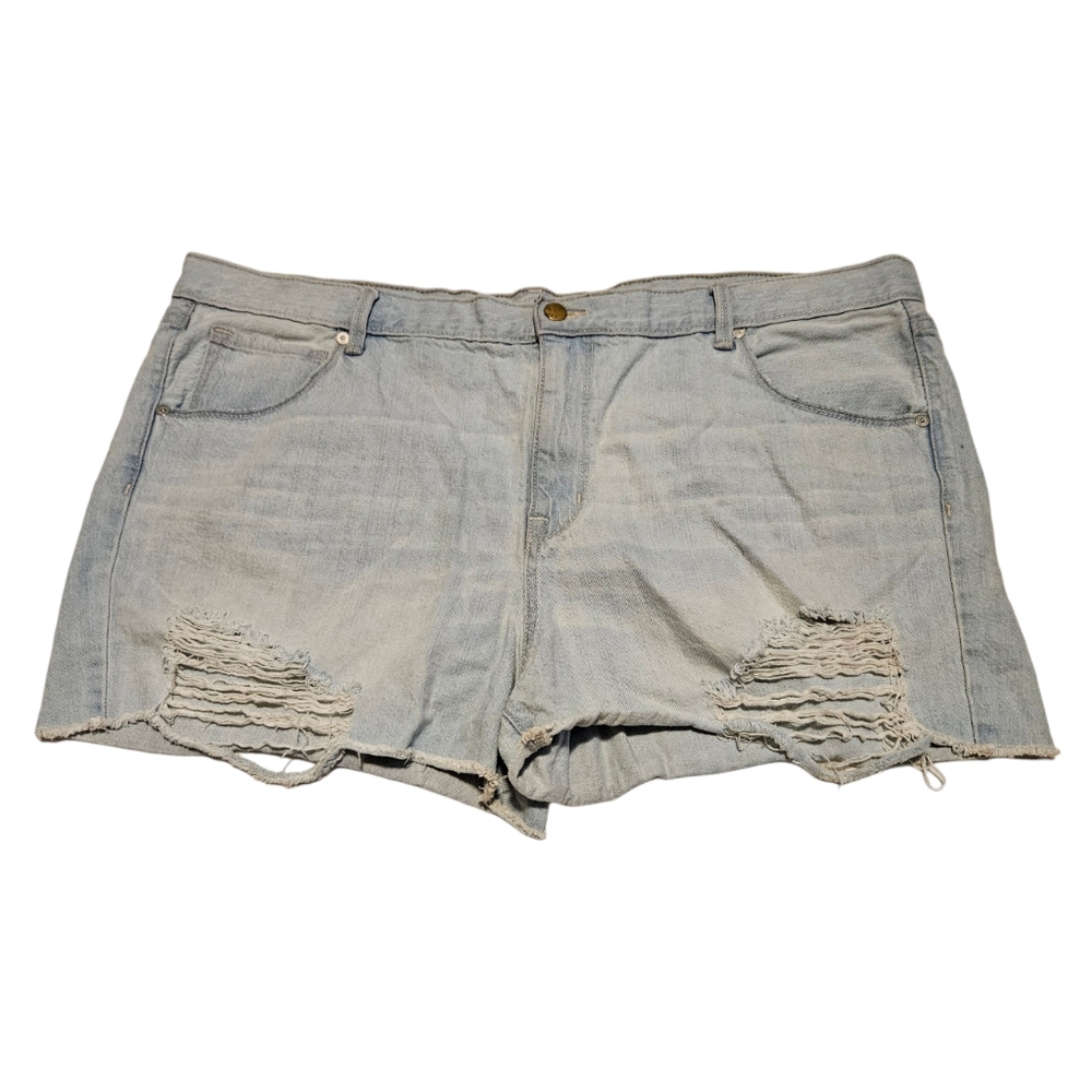 Massimo denim women's boyfriend midi destressed cutoff shorts